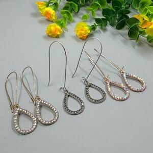 Sparkly Vintage Crystal Teardrop Earrings Set